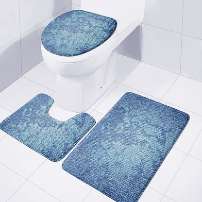 Acid Wash Denim Jeans Pattern Print 3 Piece Bath Mat Set