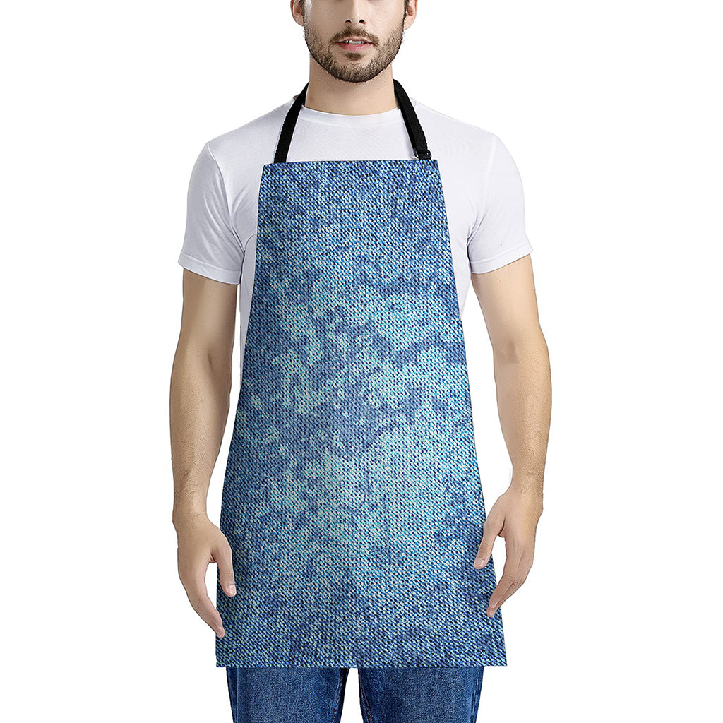 Acid Wash Denim Jeans Pattern Print Apron