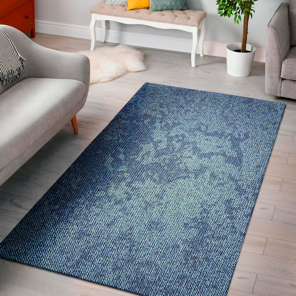 Acid Wash Denim Jeans Pattern Print Area Rug