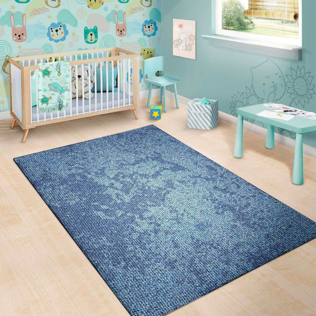 Acid Wash Denim Jeans Pattern Print Area Rug