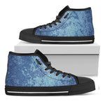 Acid Wash Denim Jeans Pattern Print Black High Top Shoes