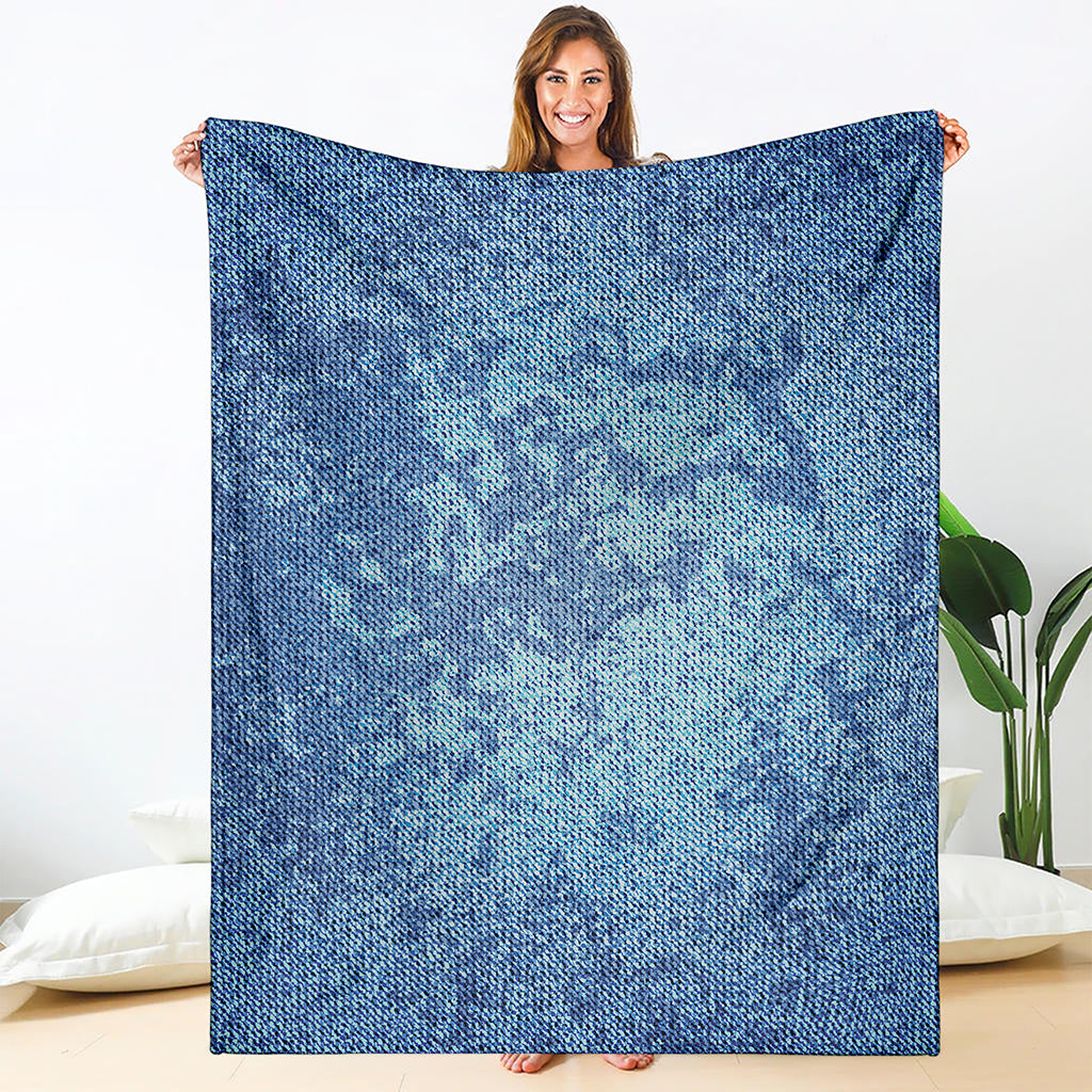 Acid Wash Denim Jeans Pattern Print Blanket