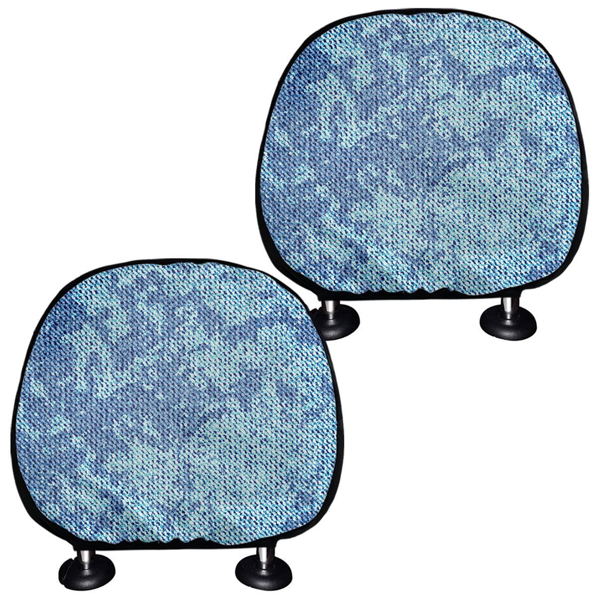 Acid Wash Denim Jeans Pattern Print Car Headrest Covers