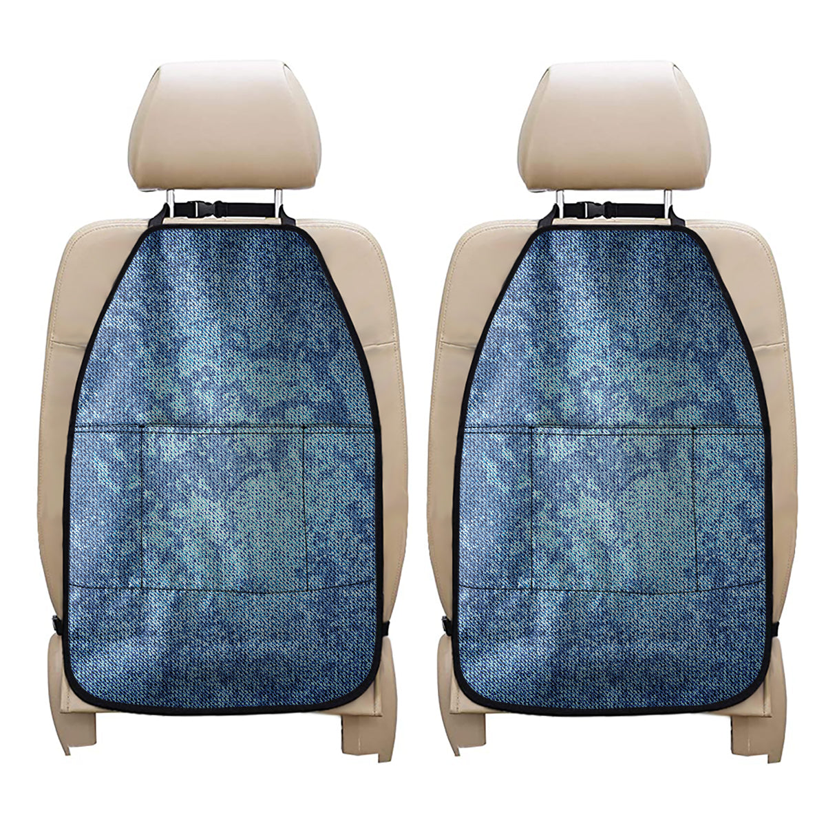 Acid Wash Denim Jeans Pattern Print Car Seat Organizers