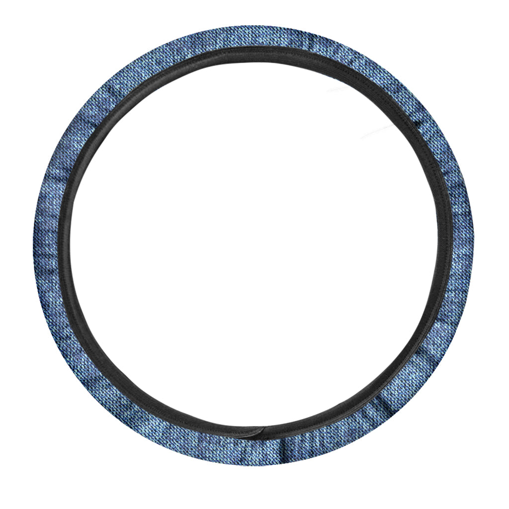Acid Wash Denim Jeans Pattern Print Car Steering Wheel Cover
