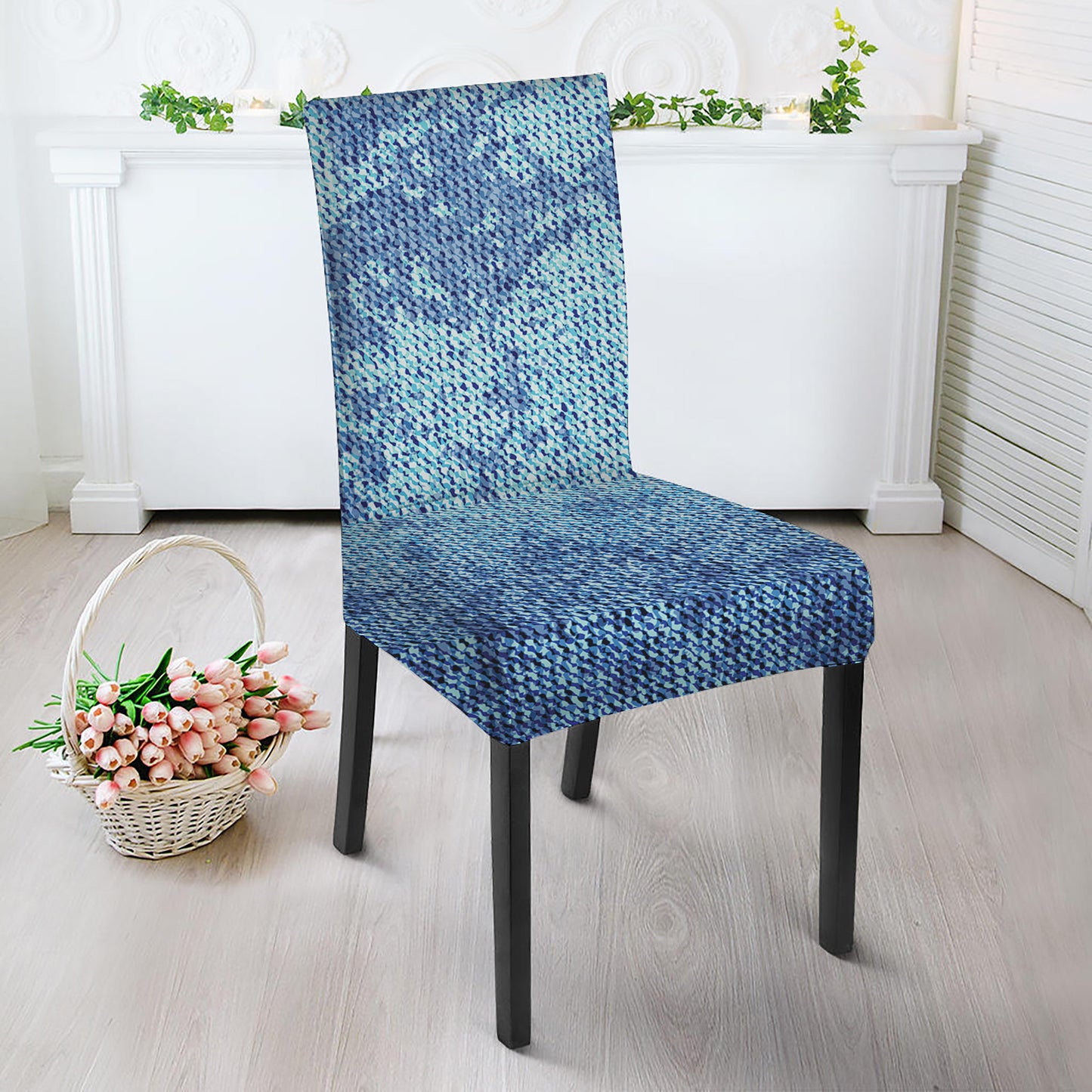 Acid Wash Denim Jeans Pattern Print Dining Chair Slipcover