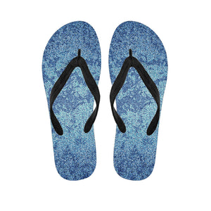 Acid Wash Denim Jeans Pattern Print Flip Flops