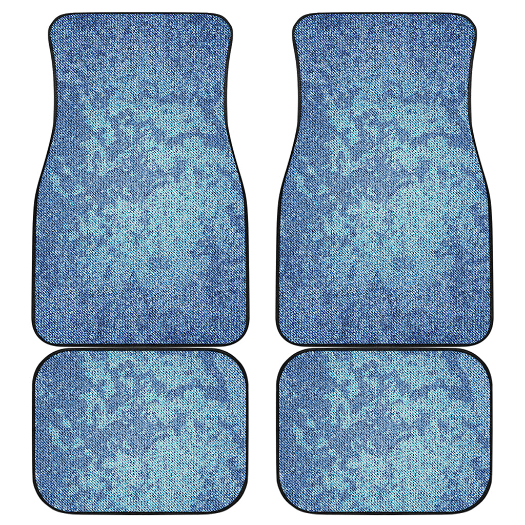 Acid Wash Denim Jeans Pattern Print Front and Back Car Floor Mats