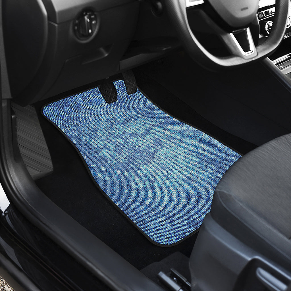 Acid Wash Denim Jeans Pattern Print Front and Back Car Floor Mats