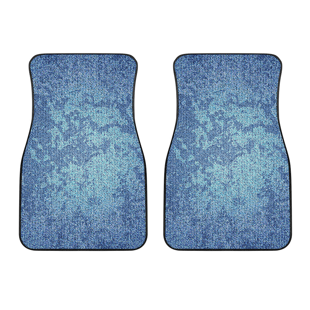 Acid Wash Denim Jeans Pattern Print Front Car Floor Mats