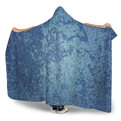 Acid Wash Denim Jeans Pattern Print Hooded Blanket