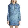 Acid Wash Denim Jeans Pattern Print Pullover Hoodie Dress