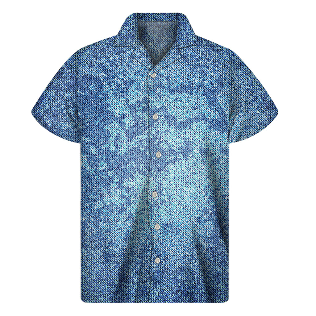 Acid Wash Denim Jeans Pattern Print Men's Short Sleeve Shirt