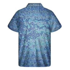 Acid Wash Denim Jeans Pattern Print Men's Short Sleeve Shirt