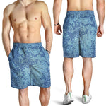 Acid Wash Denim Jeans Pattern Print Men's Shorts