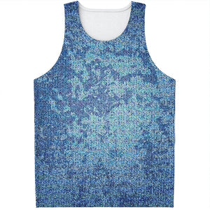 Acid Wash Denim Jeans Pattern Print Men's Tank Top