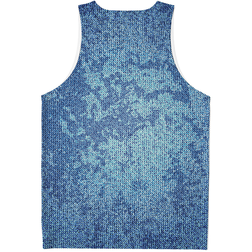 Acid Wash Denim Jeans Pattern Print Men's Tank Top