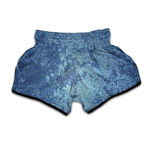 Acid Wash Denim Jeans Pattern Print Muay Thai Boxing Shorts