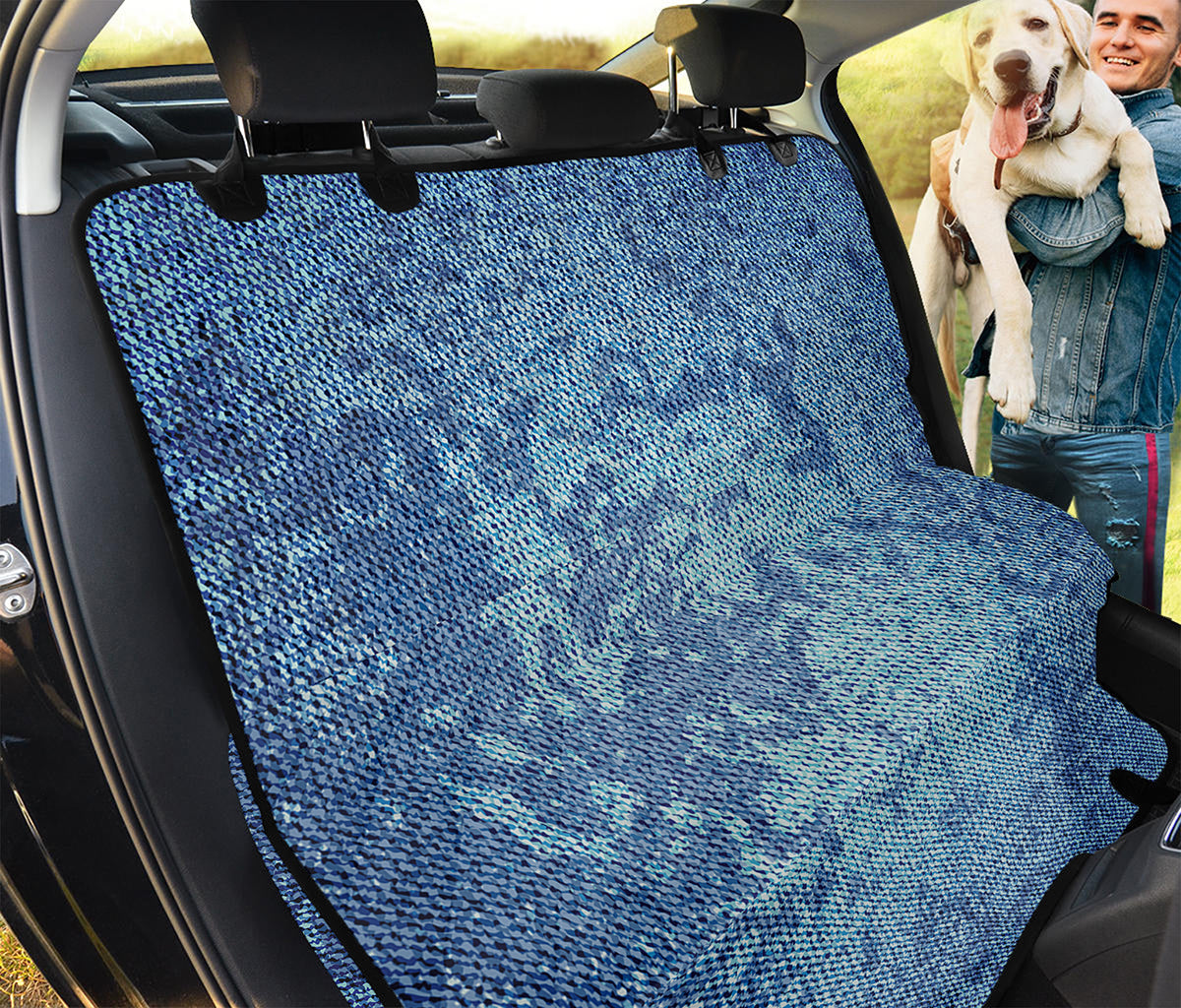 Acid Wash Denim Jeans Pattern Print Pet Car Back Seat Cover