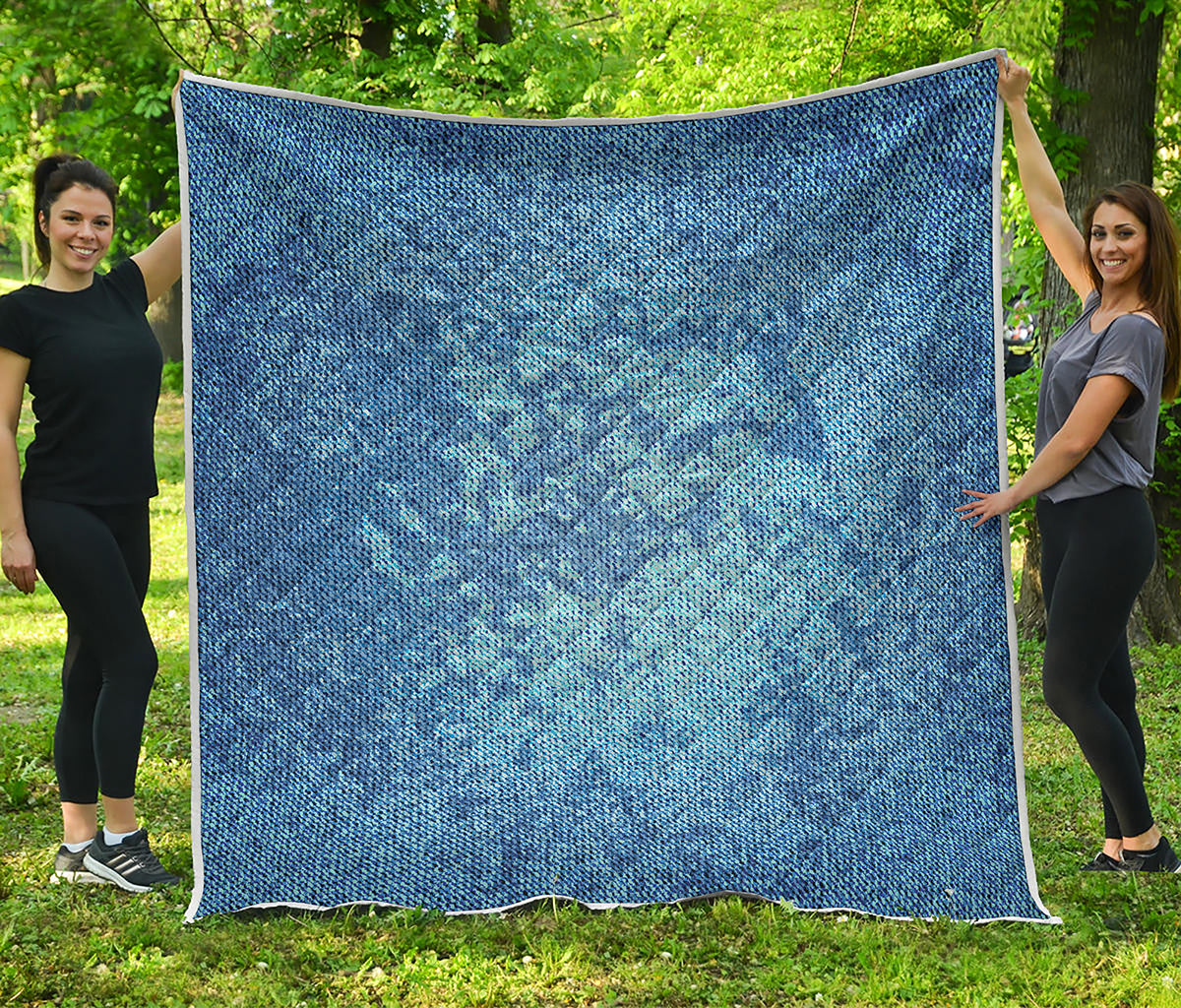 Acid Wash Denim Jeans Pattern Print Quilt