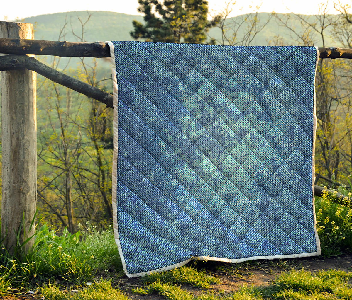 Acid Wash Denim Jeans Pattern Print Quilt