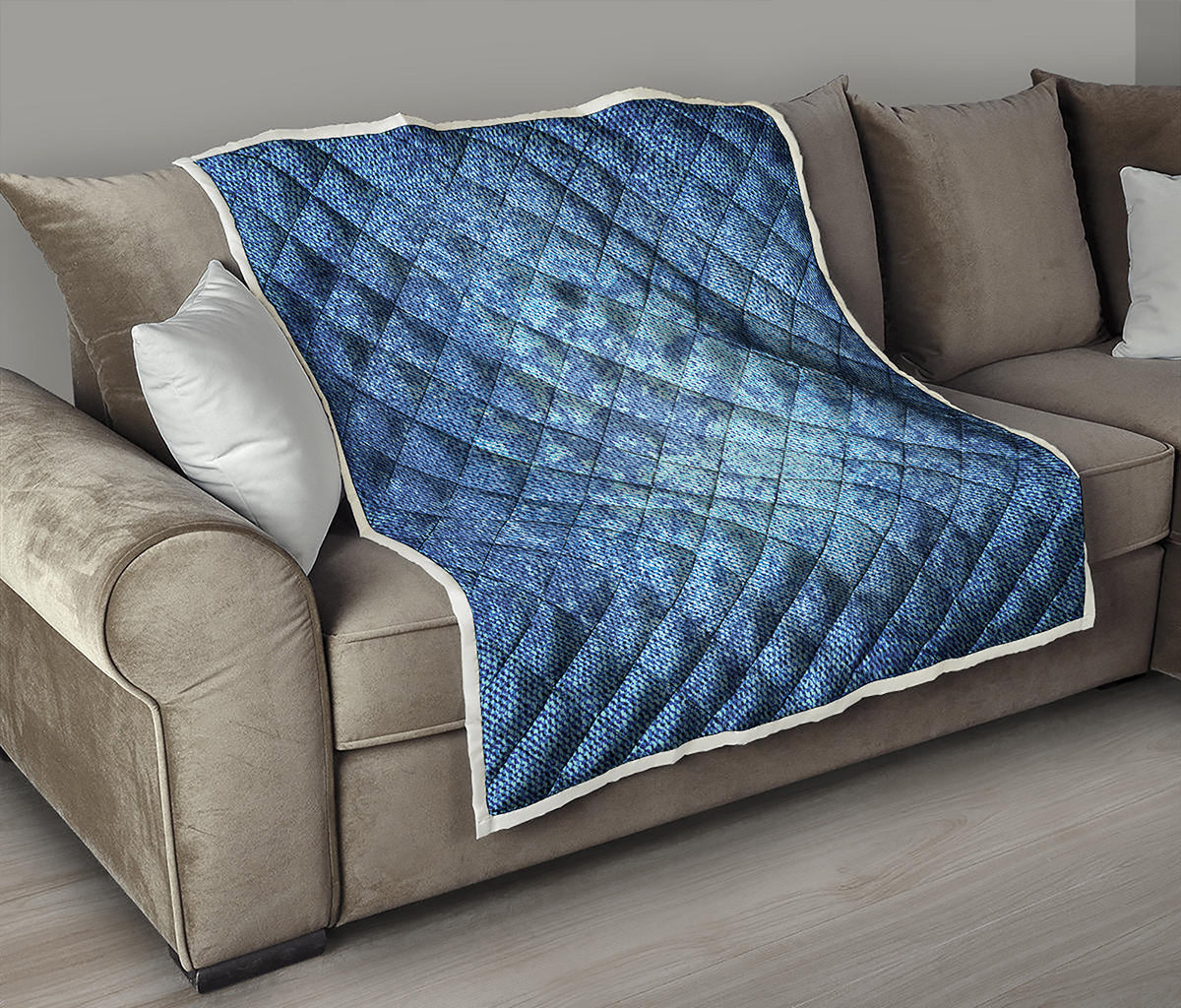 Acid Wash Denim Jeans Pattern Print Quilt