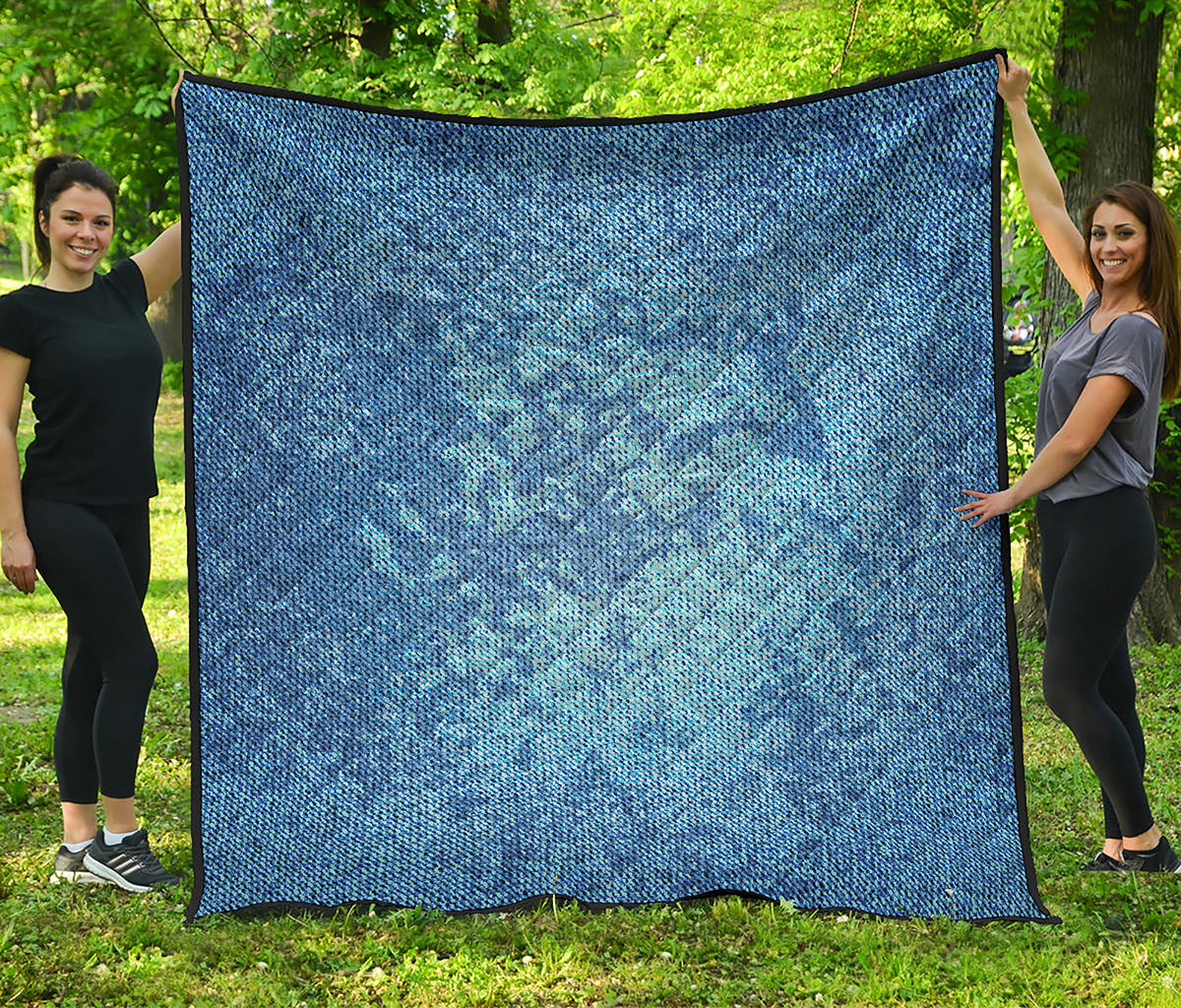 Acid Wash Denim Jeans Pattern Print Quilt