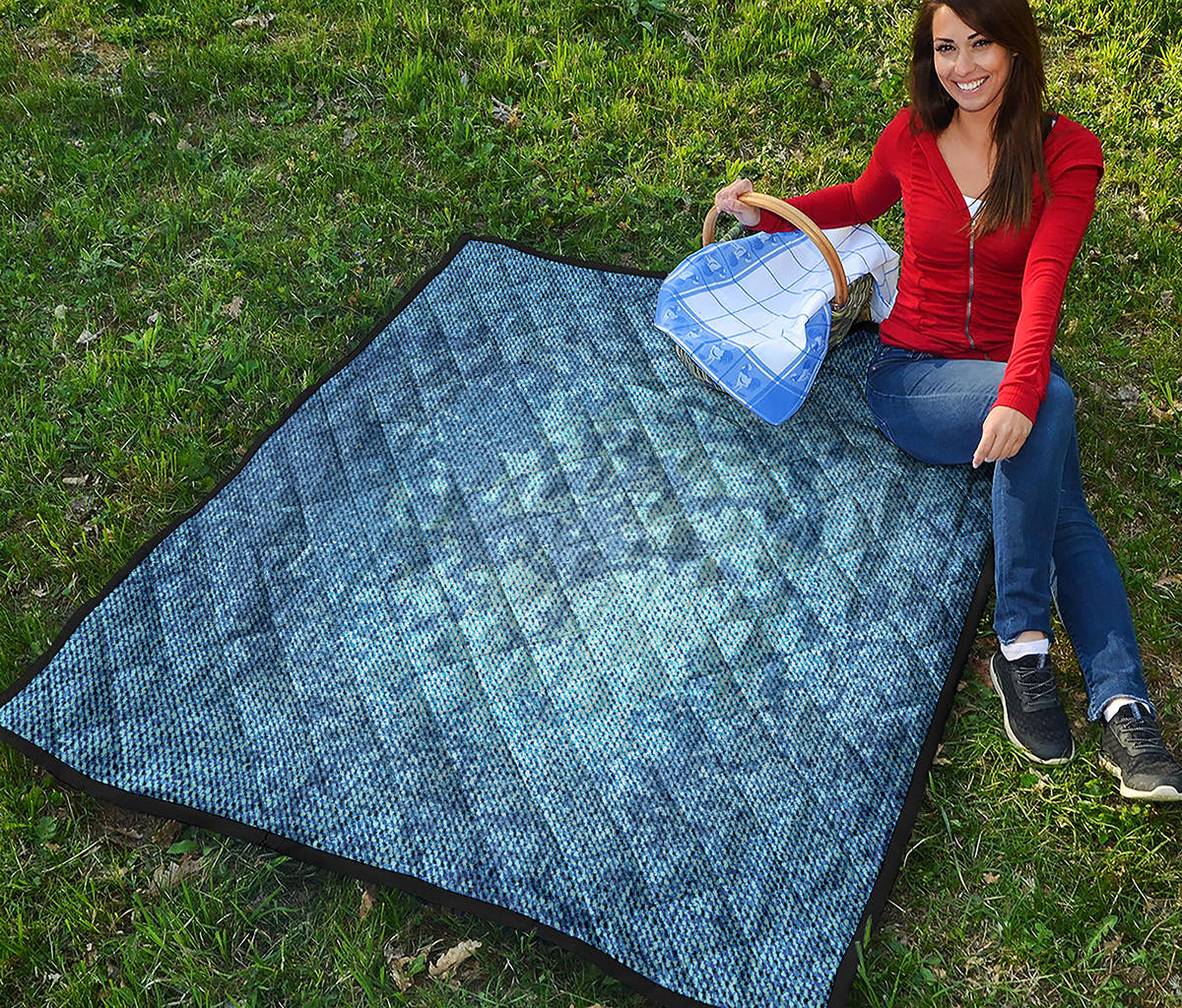 Acid Wash Denim Jeans Pattern Print Quilt