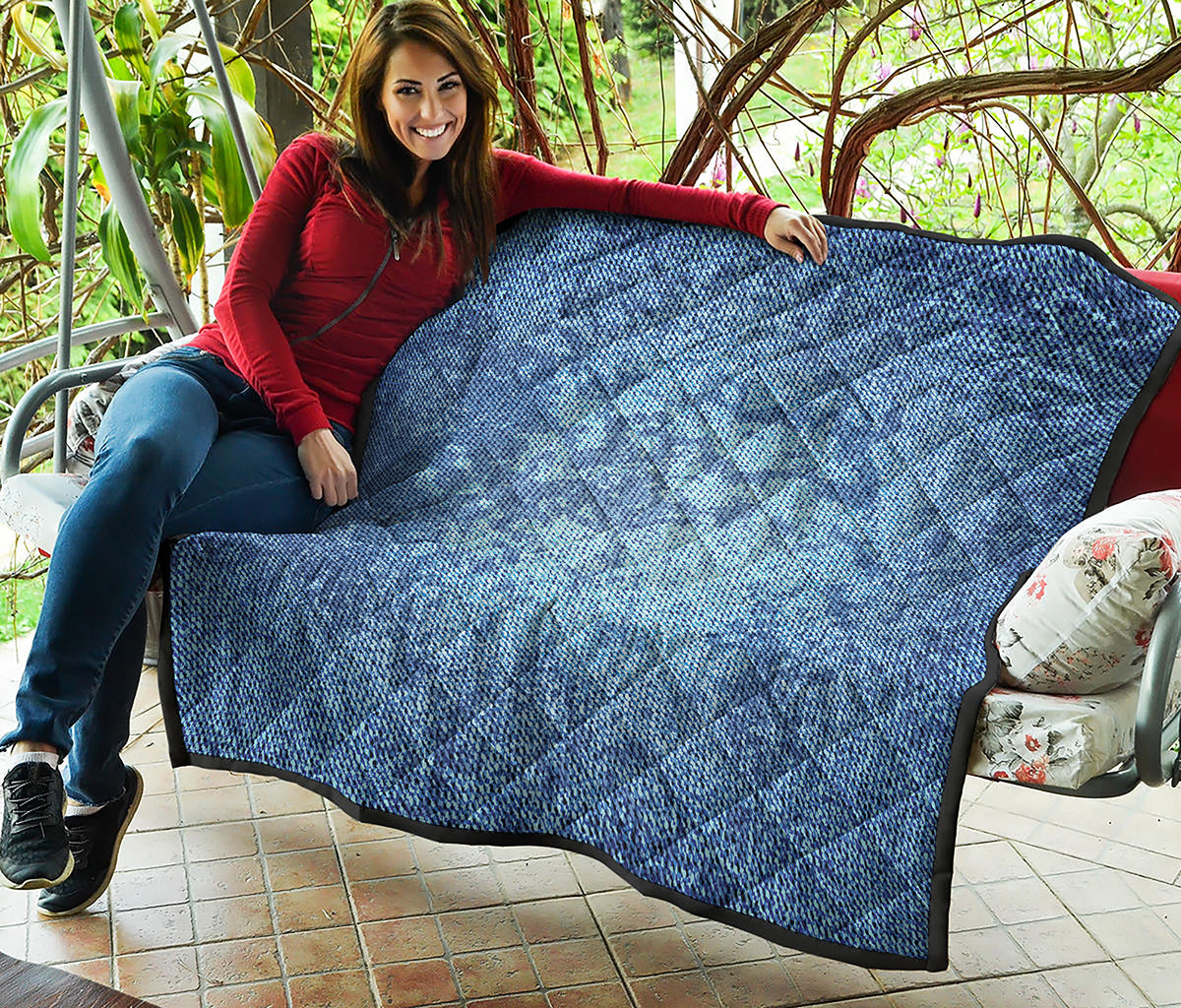Acid Wash Denim Jeans Pattern Print Quilt