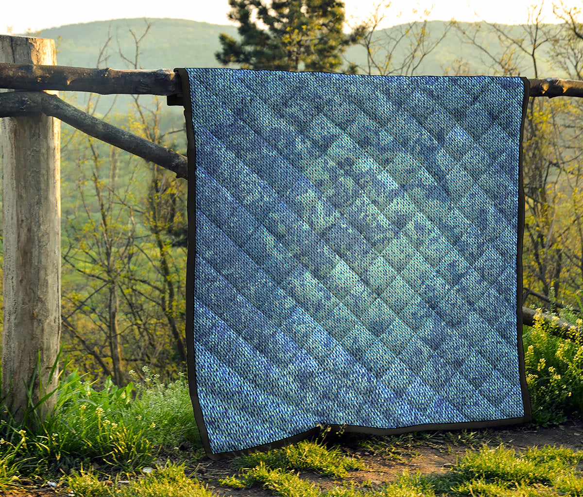Acid Wash Denim Jeans Pattern Print Quilt