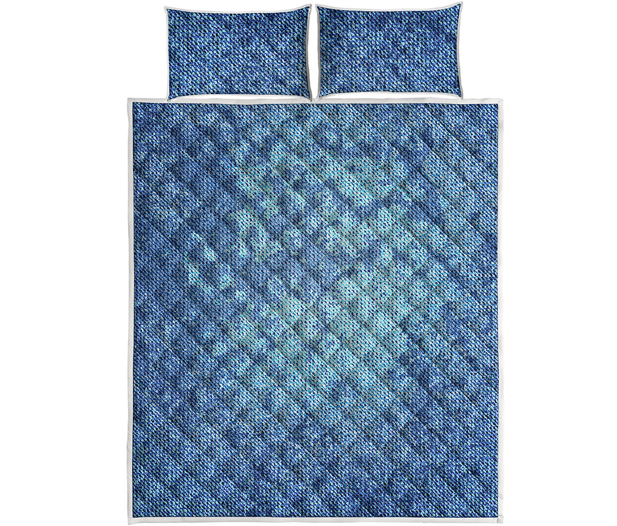 Acid Wash Denim Jeans Pattern Print Quilt Bed Set