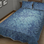 Acid Wash Denim Jeans Pattern Print Quilt Bed Set