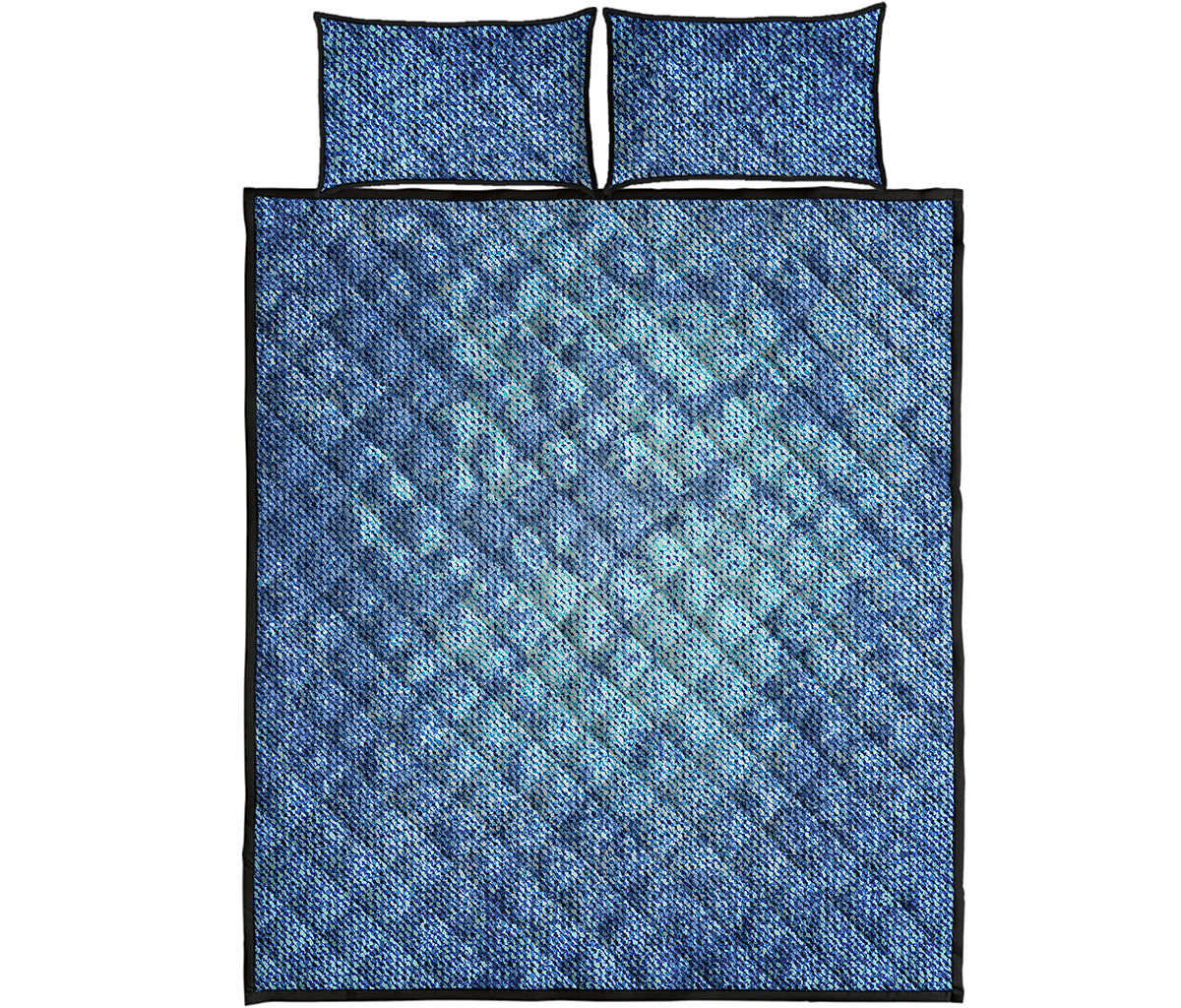 Acid Wash Denim Jeans Pattern Print Quilt Bed Set