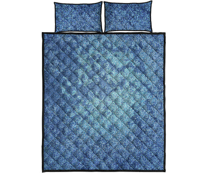 Acid Wash Denim Jeans Pattern Print Quilt Bed Set