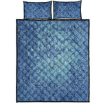 Acid Wash Denim Jeans Pattern Print Quilt Bed Set