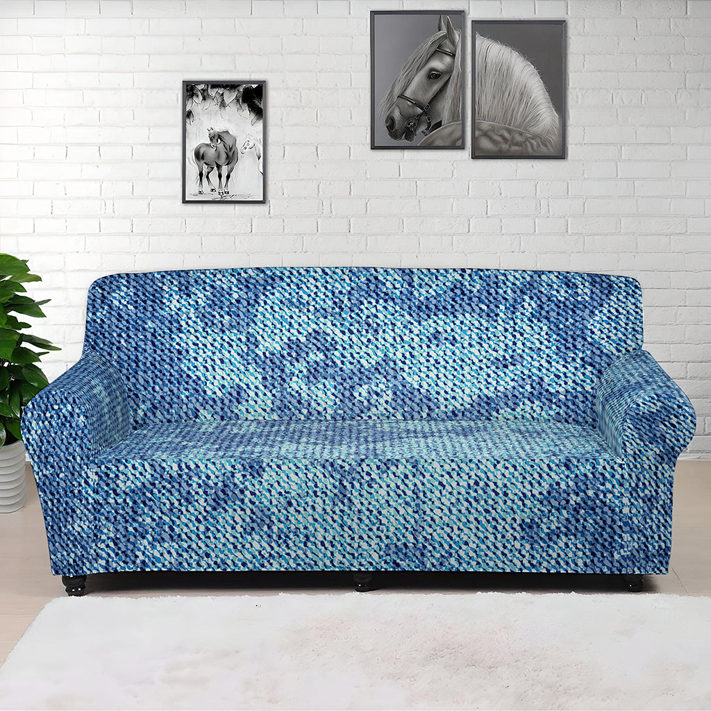 Acid Wash Denim Jeans Pattern Print Sofa Cover