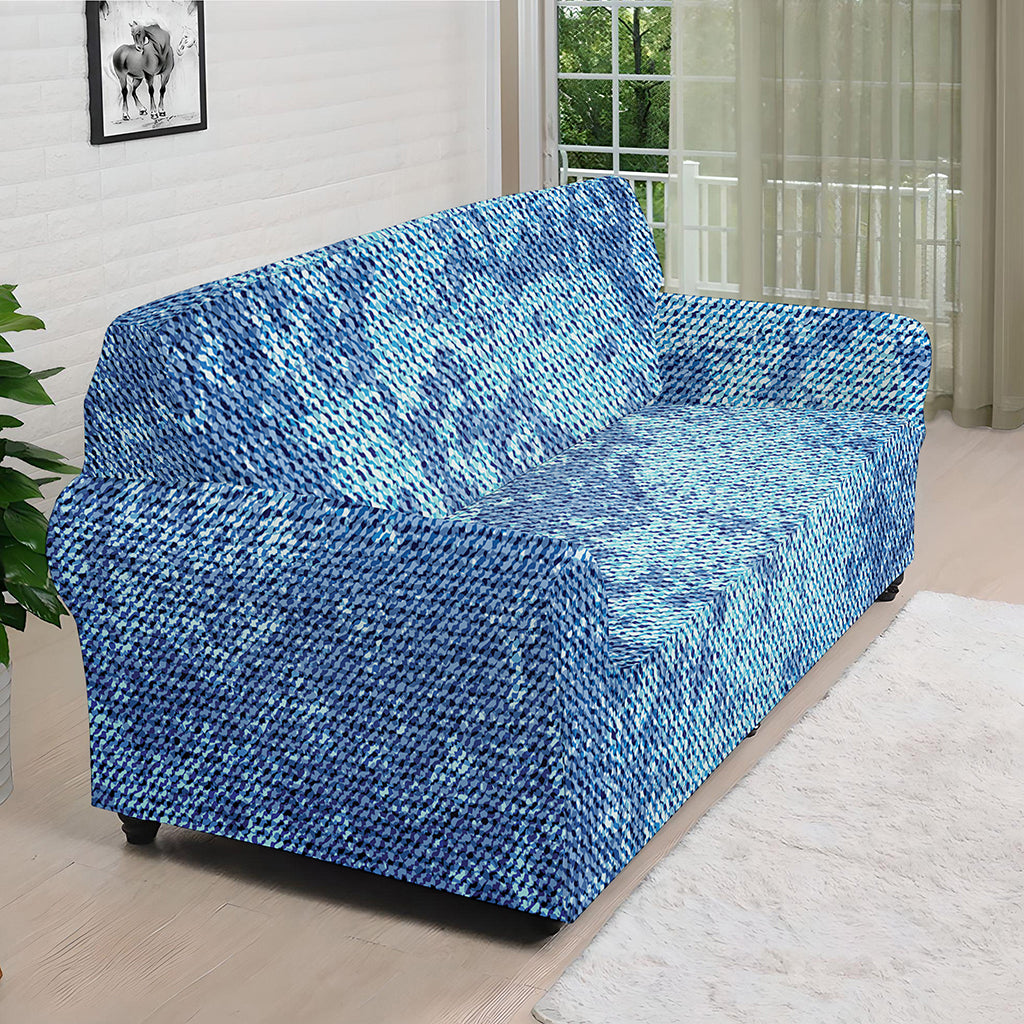 Acid Wash Denim Jeans Pattern Print Sofa Cover
