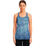 Acid Wash Denim Jeans Pattern Print Women's Racerback Tank Top