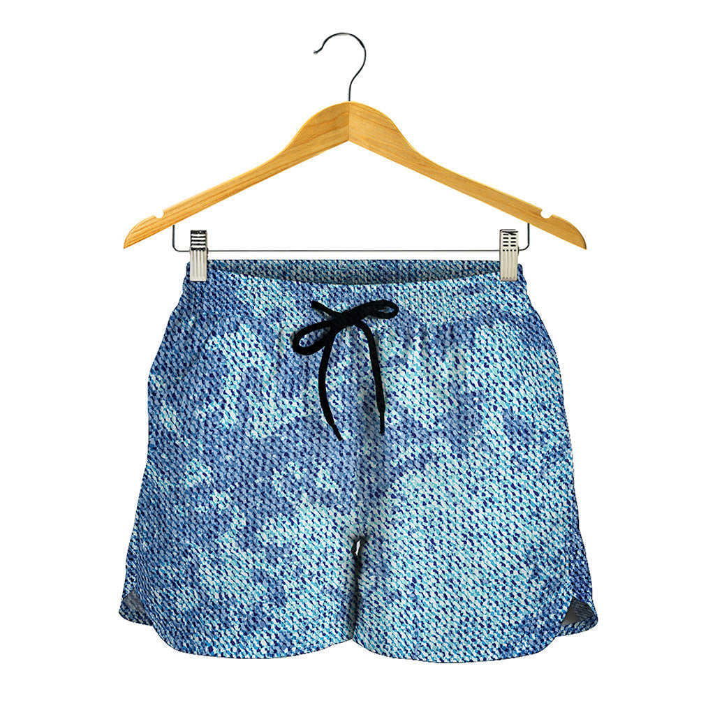 Acid Wash Denim Jeans Pattern Print Women's Shorts