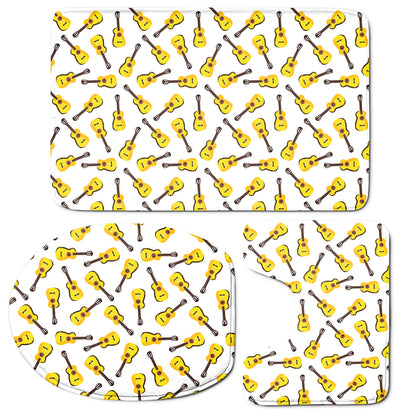 Acoustic Guitar Pattern Print 3 Piece Bath Mat Set