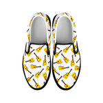 Acoustic Guitar Pattern Print Black Slip On Shoes