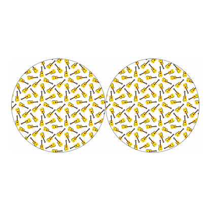 Acoustic Guitar Pattern Print Car Coasters
