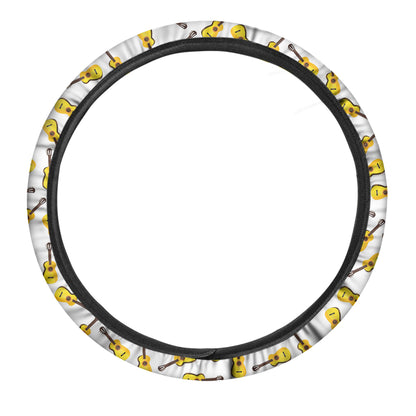 Acoustic Guitar Pattern Print Car Steering Wheel Cover