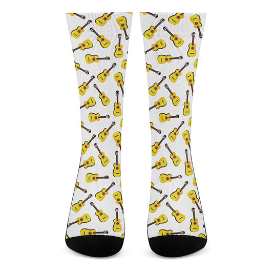 Acoustic Guitar Pattern Print Crew Socks