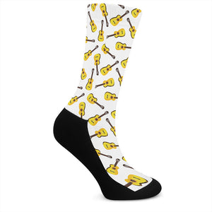 Acoustic Guitar Pattern Print Crew Socks