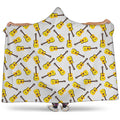 Acoustic Guitar Pattern Print Hooded Blanket