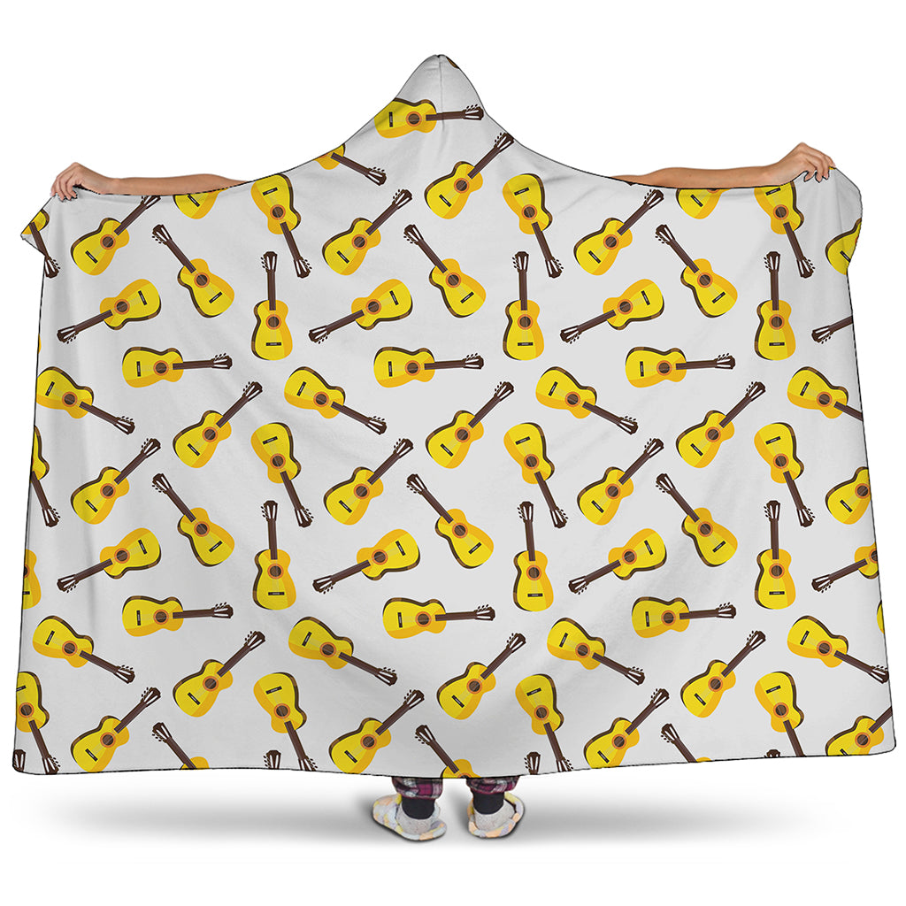 Acoustic Guitar Pattern Print Hooded Blanket