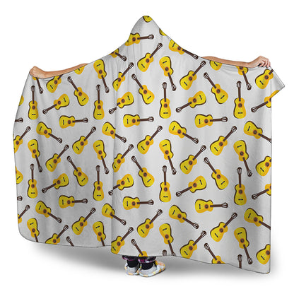 Acoustic Guitar Pattern Print Hooded Blanket