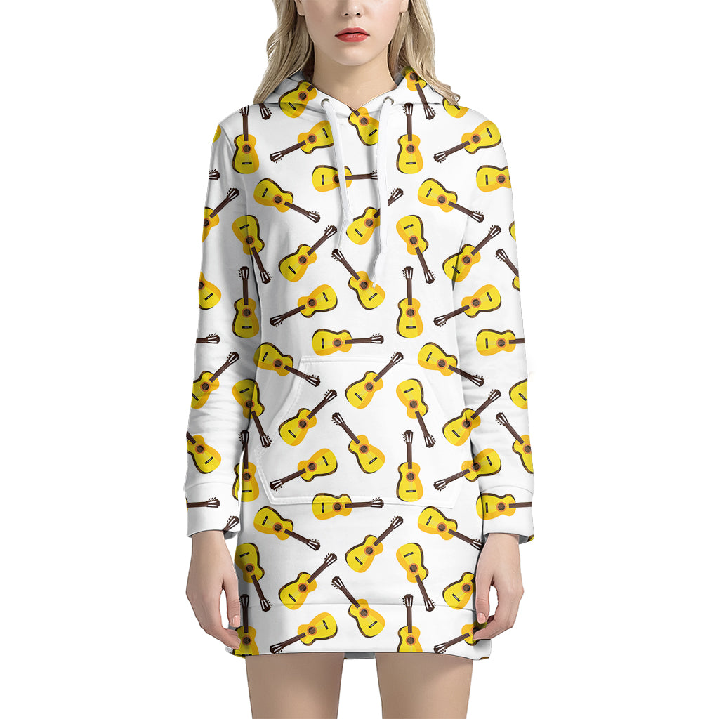 Acoustic Guitar Pattern Print Hoodie Dress
