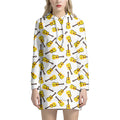 Acoustic Guitar Pattern Print Pullover Hoodie Dress